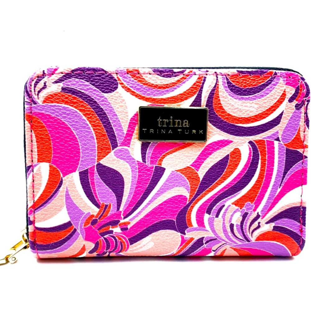 Trina Turk Pink Purple Swirl Small Zip Around Wallet New With Tags